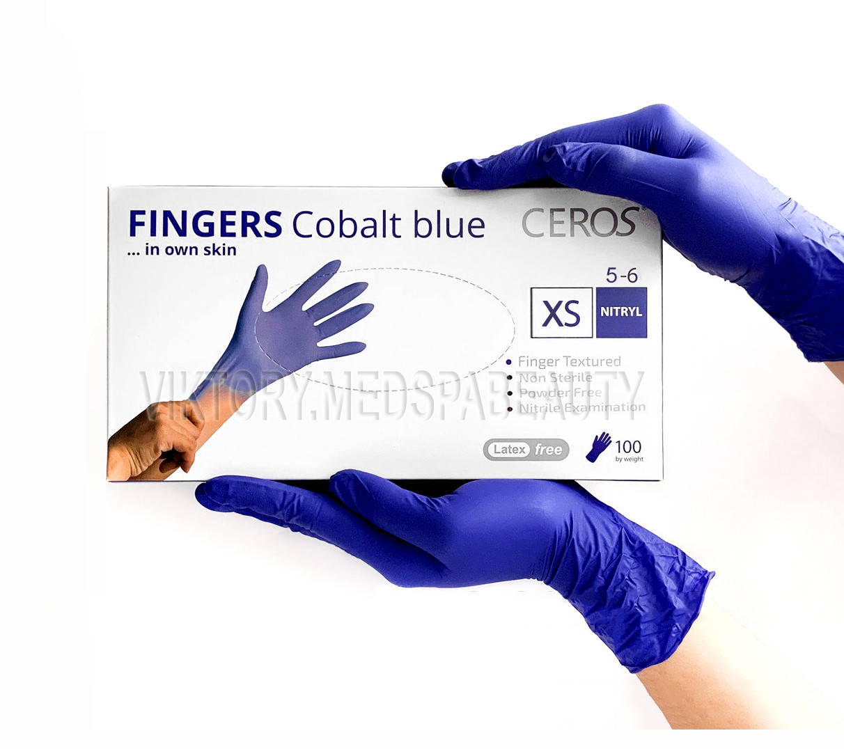 

Нитриловые перчатки ТМ "CEROS" Fingers Cobalt blue  (5-6), 3,3г., 100 шт. СИНИЙ - ФИОЛЕТОВЫЙ