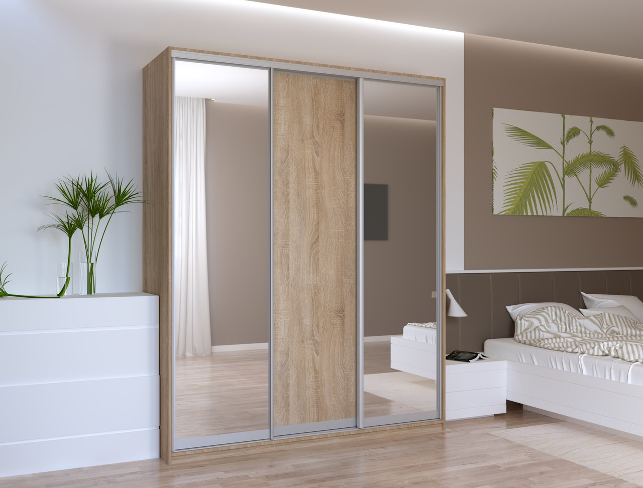 Шафа купе Doros Сіті Лайт Дуб Cонома 1 ДСП / 2 Дзеркала 180х60х225 (44900030) 3