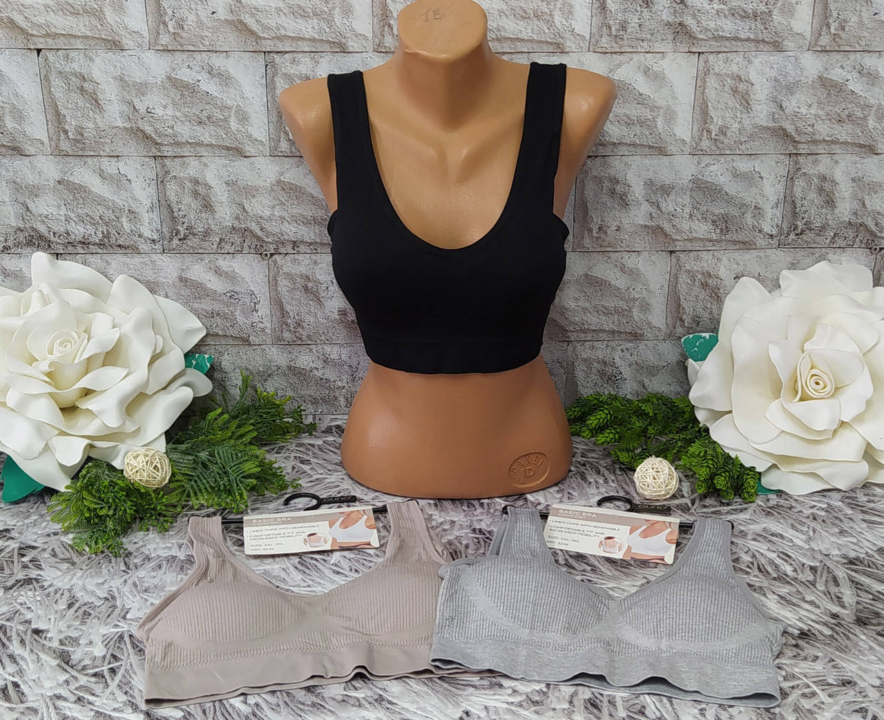 

Женский спортивный лифчик топ 4-5XL (52-54) размер c поролоном 3246, Разные цвета