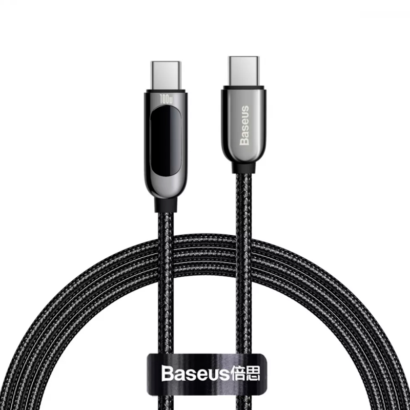 

Кабель для быстрой зарядки Baseus Display Fast Charging Type-C to Type-C |1m, 5A, 100W| Black, Черный