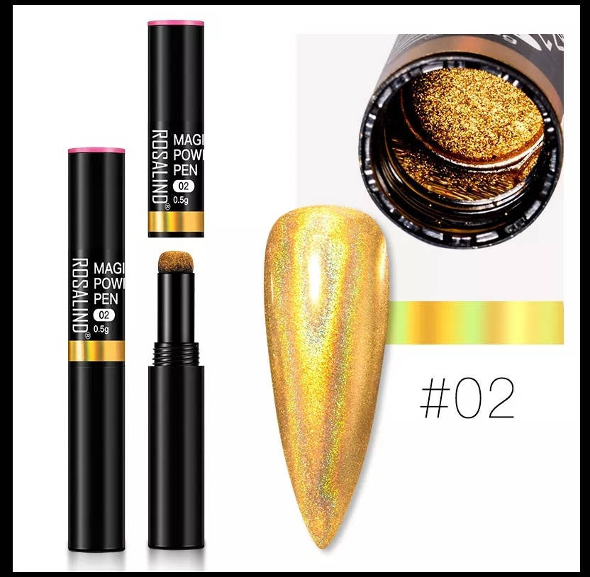 

Зеркальная пудра для втирки в карандаше LUX Magic Powder TR03, 10 см Золото 02