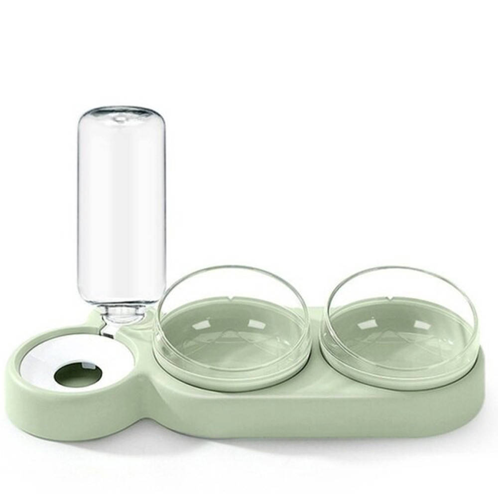 

Тройная миска с поилкой для кошек и собак поилка с автонаполнением зеленый, Зелёный