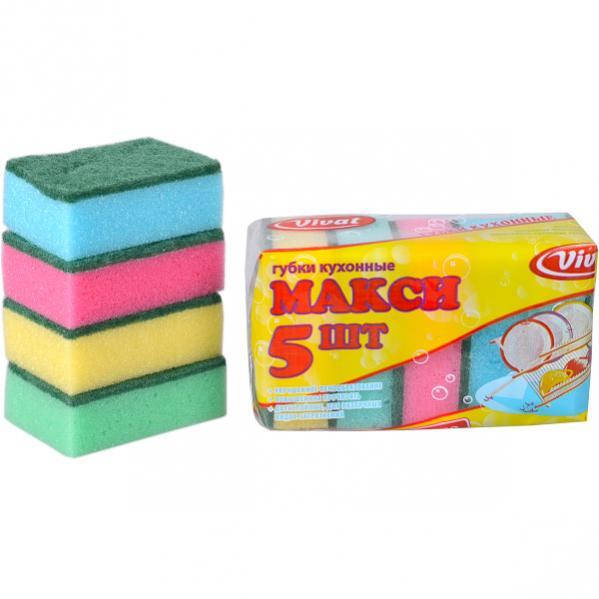 

Губка для мытья посуды «Макси» 5 штук, 8,5×6×3 см, Разные цвета