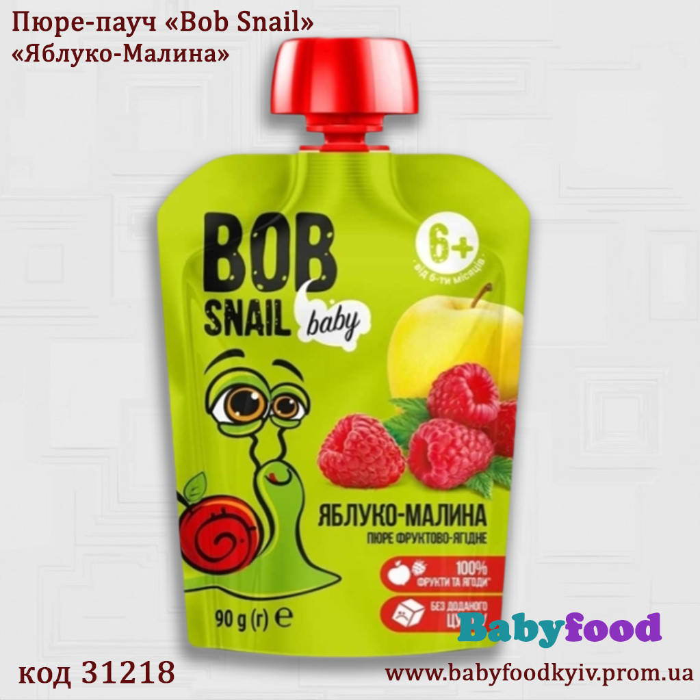 

Пюре фруктово-ягодное Bob Snail Pouch Яблоко-малина, 90 г