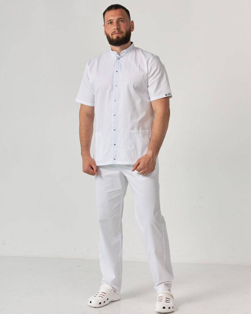 

Медицинский костюм мужской Лондон белый-голубой