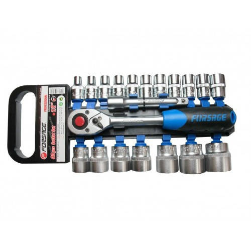 

1/2" Набор головок с трещоткой в пластиковом держателе 19пр.6гр. (8-32мм)