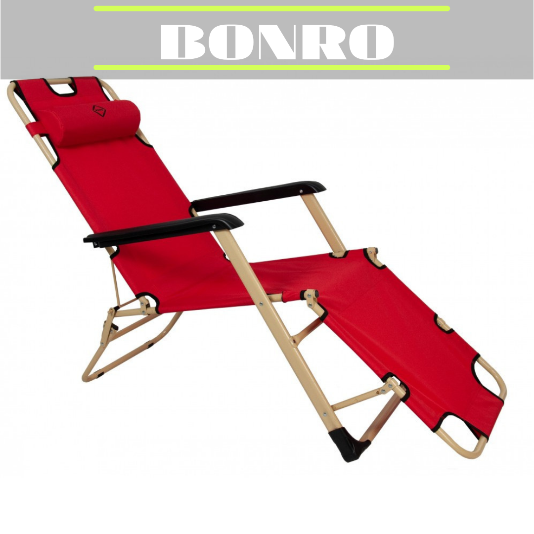

Кресло шезлонг раскладное Bonro 180 см Садовый пляжный шезлонг лежак для сада и дома отдыха на природе Красный