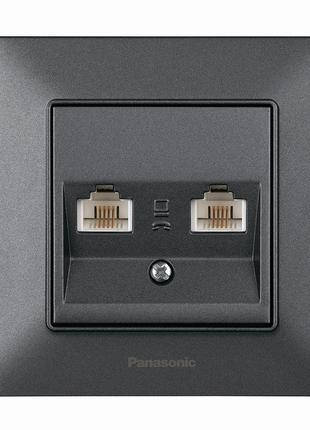 

Розетка Panasonic Arkedia Slim компьютерная двойная RJ45 CAT5e, черная, WNTC0406-2BL