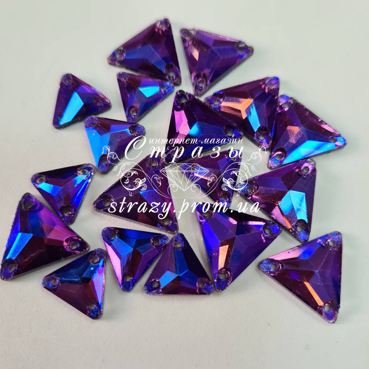 

Стразы Треугольник 16мм. Amethyst AB Эконом