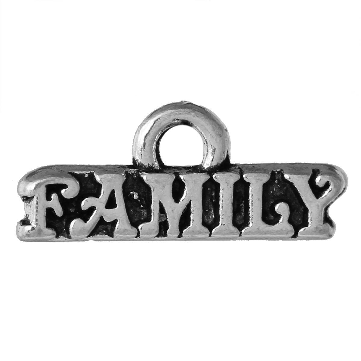 

Подвеска " Family ", Семья, Цинковый сплав, Античное серебро, 16 мм x 7 мм