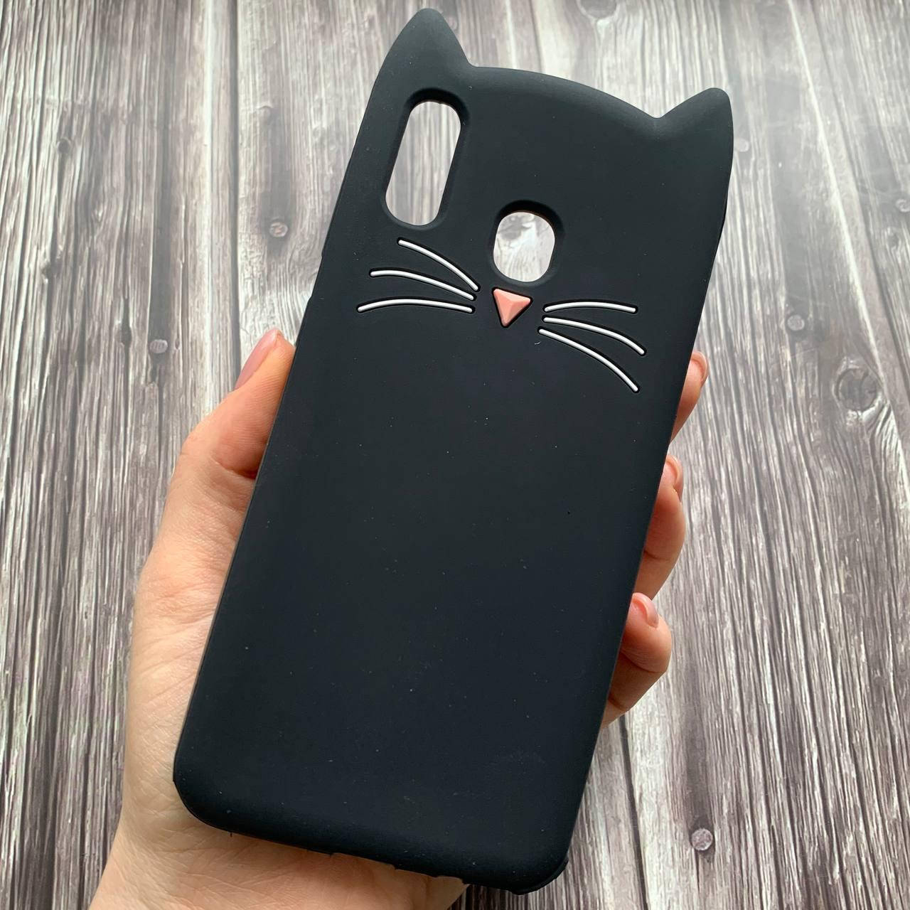 

Чехол для Samsung Galaxy A30 с ушками котика 3D чехол на телефон самсунг а30 черный SCC