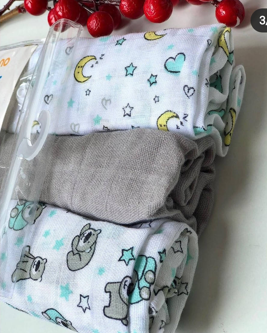 

Муслінові пелюшки BabyOno Cупер м'які 3 шт.