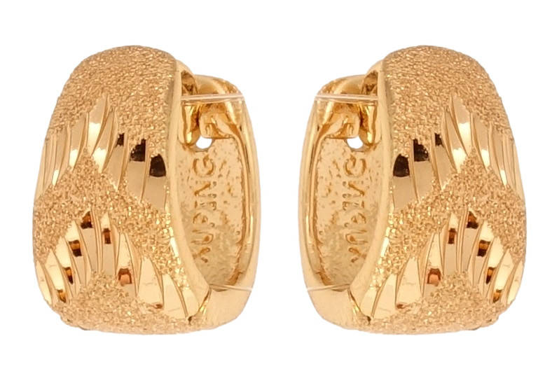

Серьги Xuping Позолота 18K колечки "Широкие с шагренью и узором насечками"