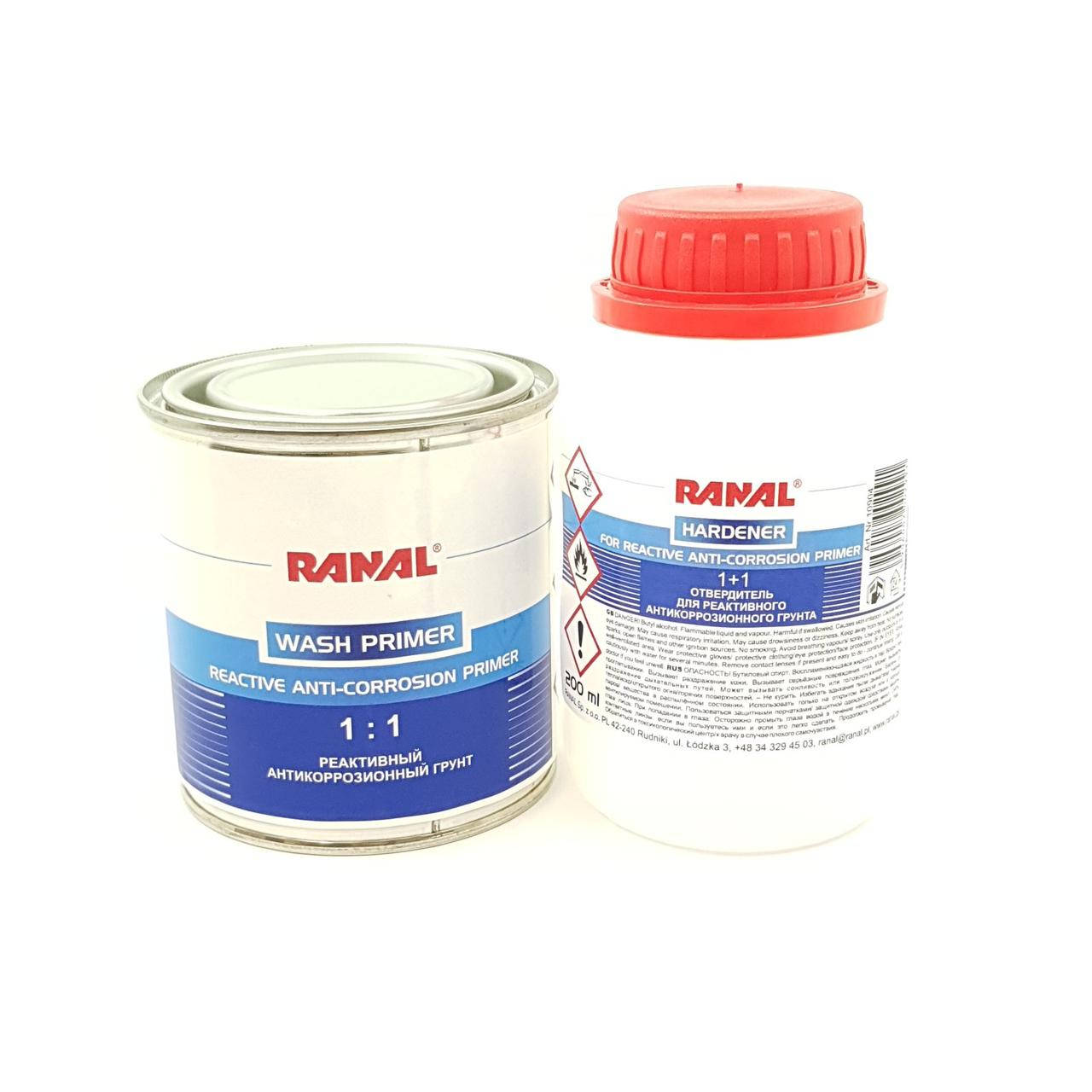 

Грунт кислотный RANAL Wash Primer с отвердителем 0,2л+0,2л, Желтый