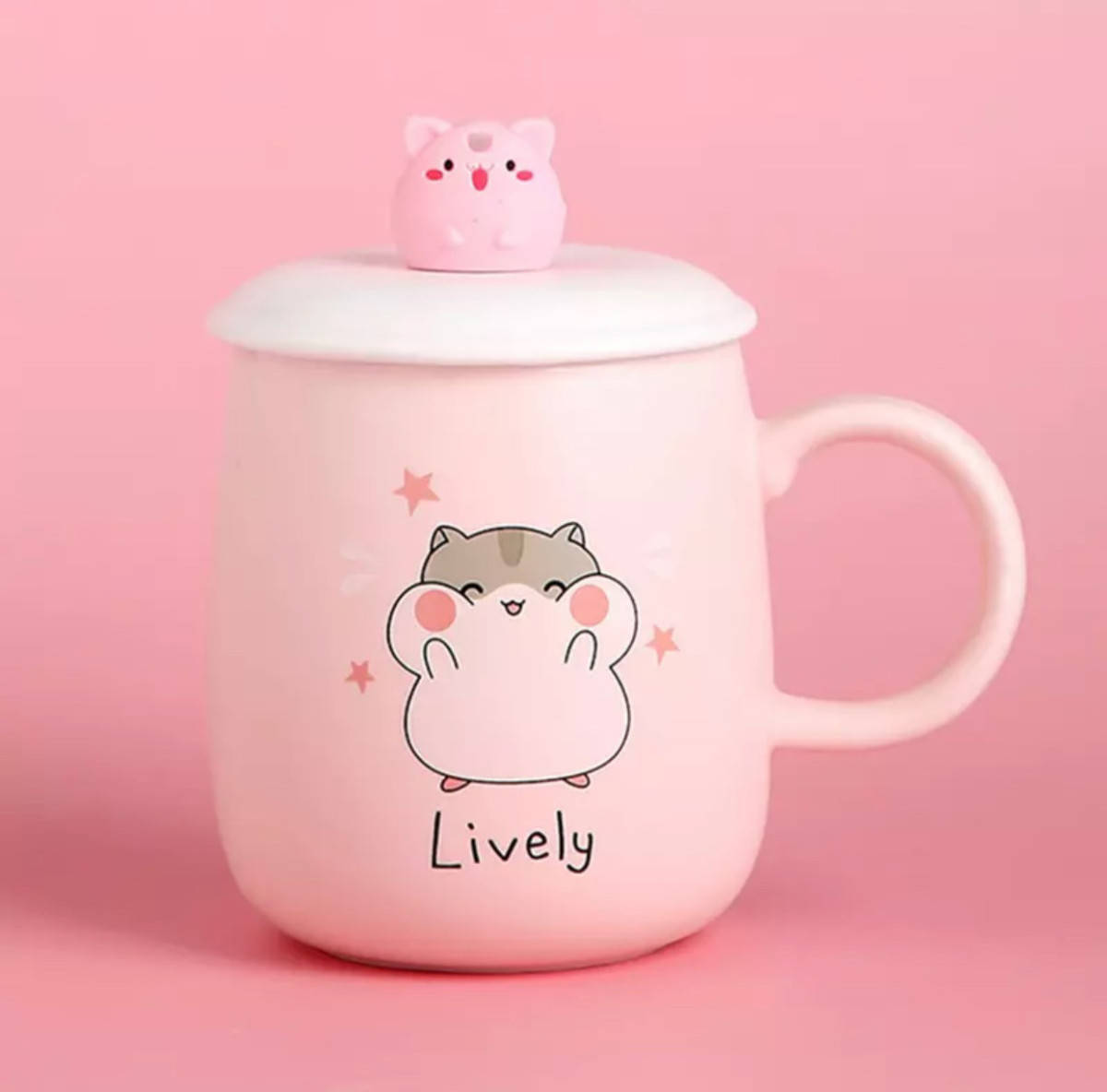

Кружка с крышкой и ложкой Хомяк Lively 5894 400 мл розовая, Разные цвета