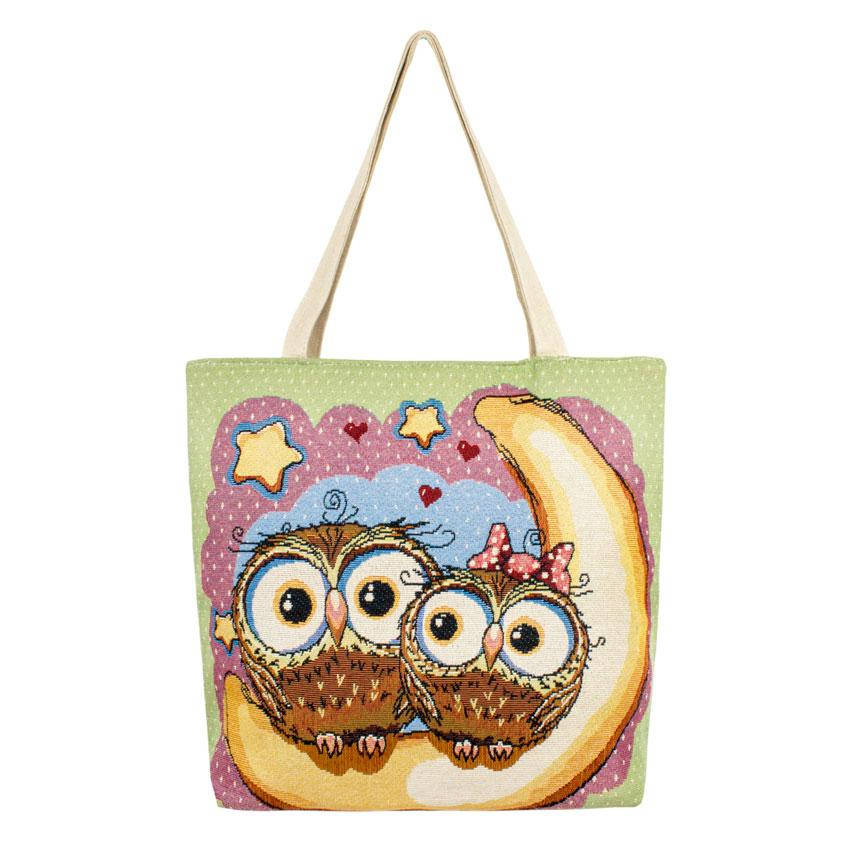 

Сумка Тканевая Гобелен Принт Совы на Месяце 47х39х10 см Цветная (25116)