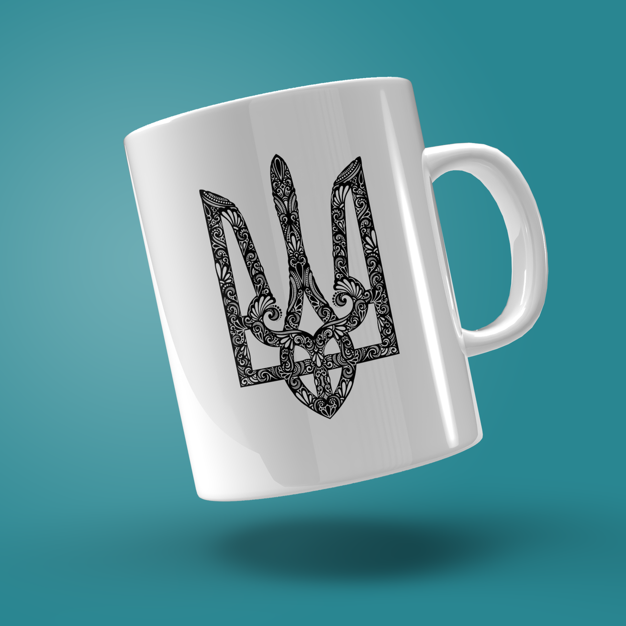 

Кружка керамическая с принтом "Герб Украины Арт" 330 мл Белая, Белый