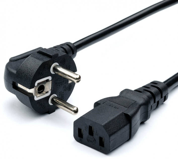 

Кабель живлення шнур з заземленням 220 V, Черный