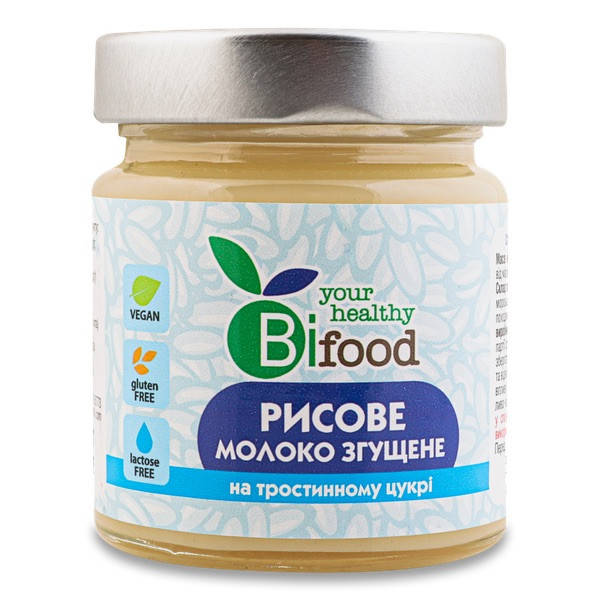 

Рисовое сгущенное молоко на тростниковом сахаре Bi food, 240г
