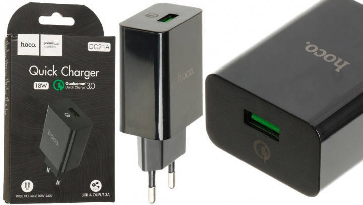 

Зарядное устройство Hoco DC21A QC3.0 1USB 3A micro-USB Черный