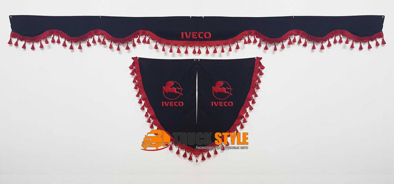 

Ламбрекен на лобовое скло + 2 угокли Iveco ІВЕКО ( ламбрекены, шторы в кабину)