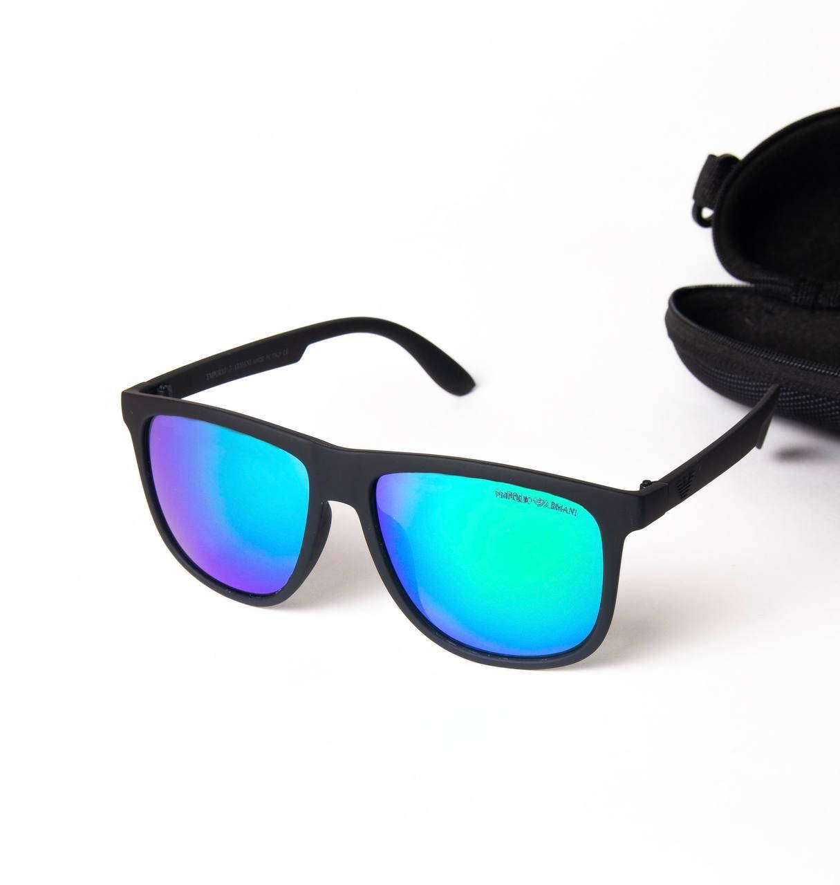 

Мужские стильные солнцезащитные очки /Armani/ синие линзы, Черный