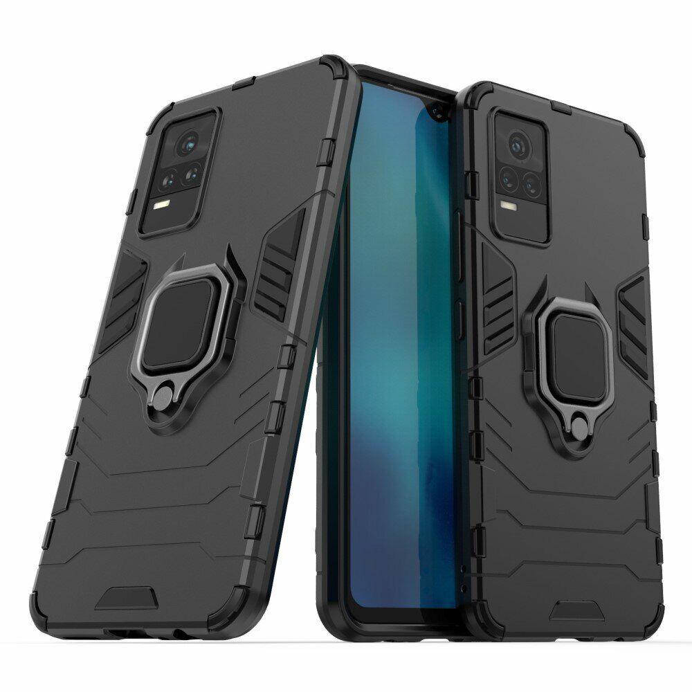 

Чехол Fiji Ring для Vivo V21E бронированный бампер с кольцом черный