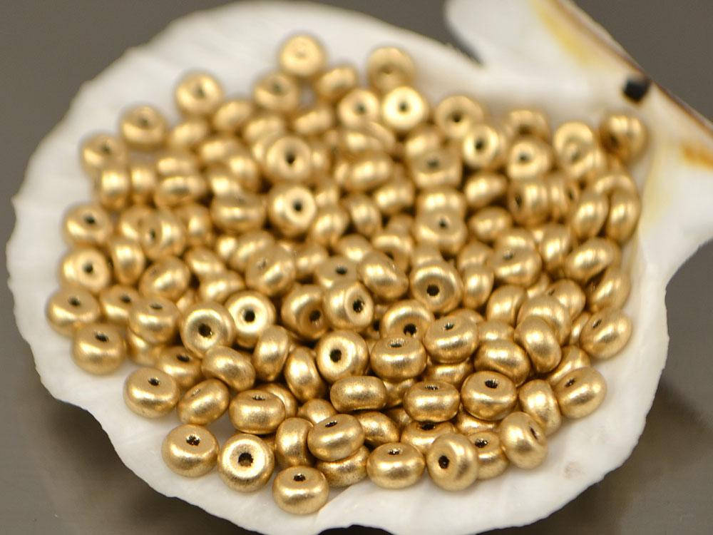 

Рондели - чешские бусины 4мм, приглушенное золото 25шт/уп