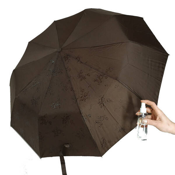

Женский зонт складной полуавтомат проявка с цветами 10 спиц антиветер Коричневый Bellissimo 461