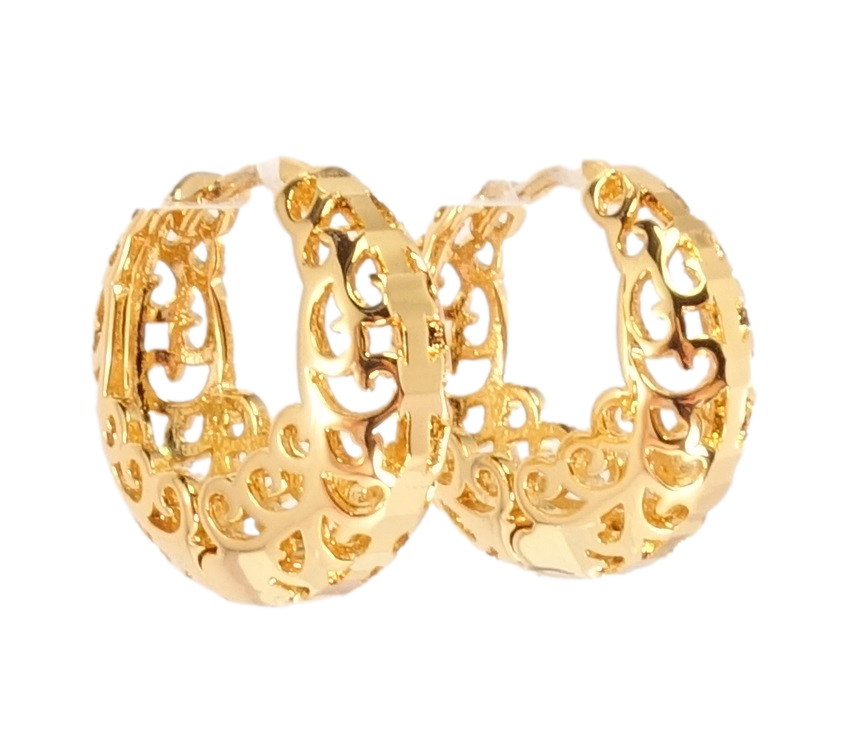 

Серьги Xuping Позолота 18K колечки "Ажурный резной орнамент"