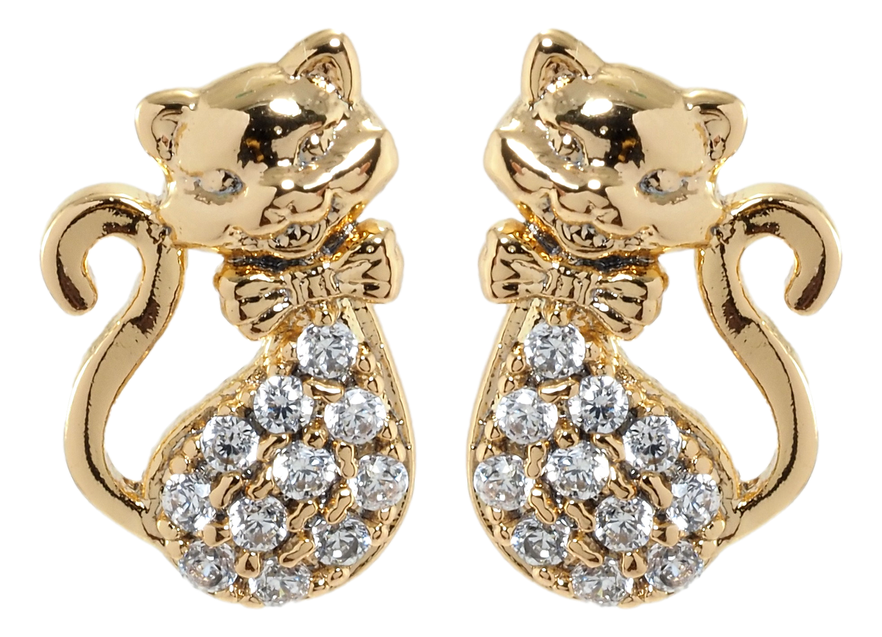 

Серьги детские XP Позолота 18К гвоздики (пусеты) "Котики с цирконием"