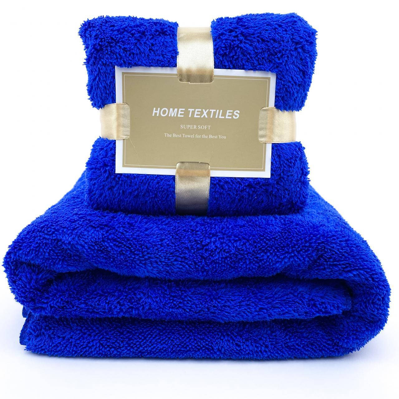 

Комплект полотенец однотонный Home Textiles (микрофибра) синий