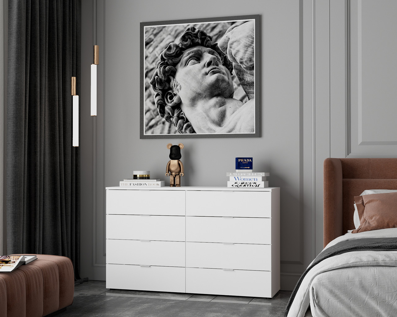 Комод Doros Рон 8 Білий 8 Шухлядок 130х38х81 (41516172) 2