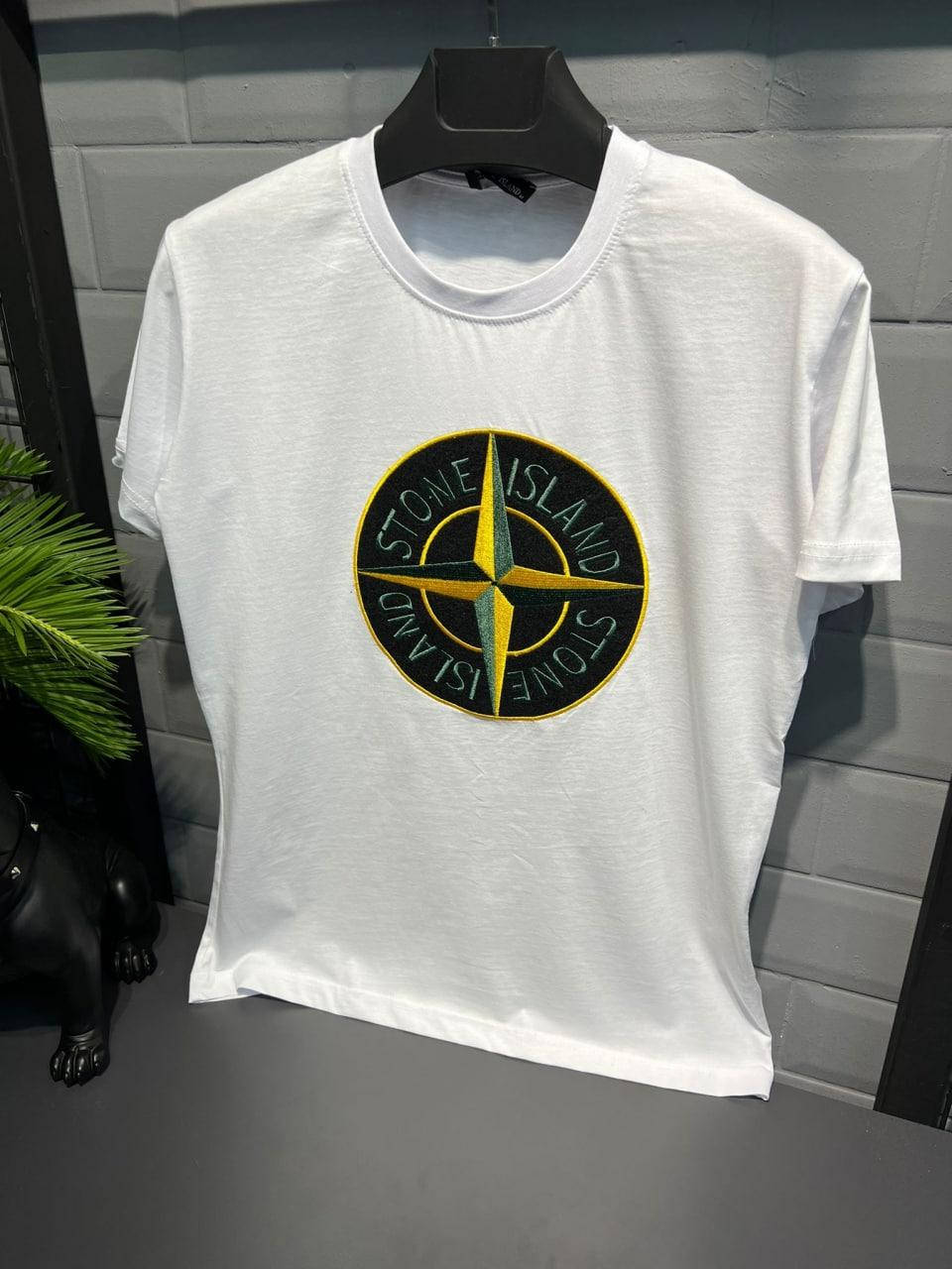 

Мужская брендовая футболка Stone Island белого цвета XL