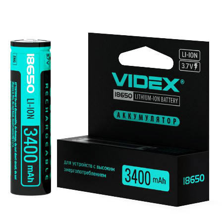 

Аккумулятор 18650 литиевый Videx 3400mah с защитой