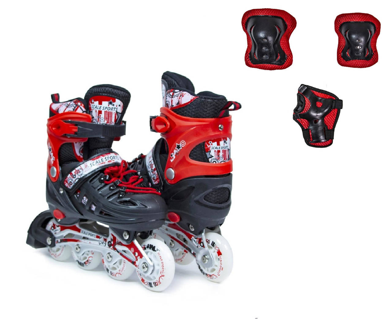

Ролики с защитой Scale Sports Красные, размер 29-33, Красный