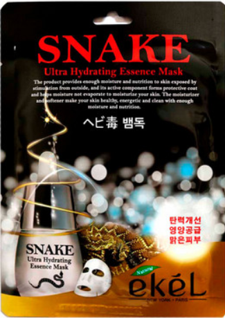 

Маска тканевая с пептидом змеиного яда Ekel Snake Ultra Hydrating Essence Mask, Экель