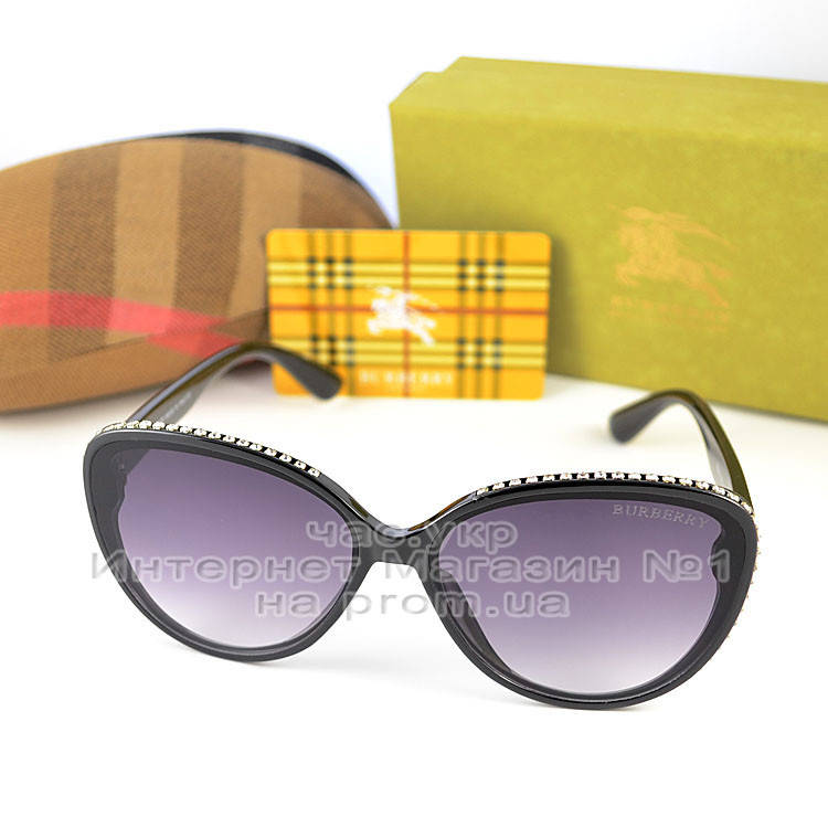 

Женские солнцезащитные очки Burberry со стразами Модные 2022 Брендовые Барбери Стильные, Черный