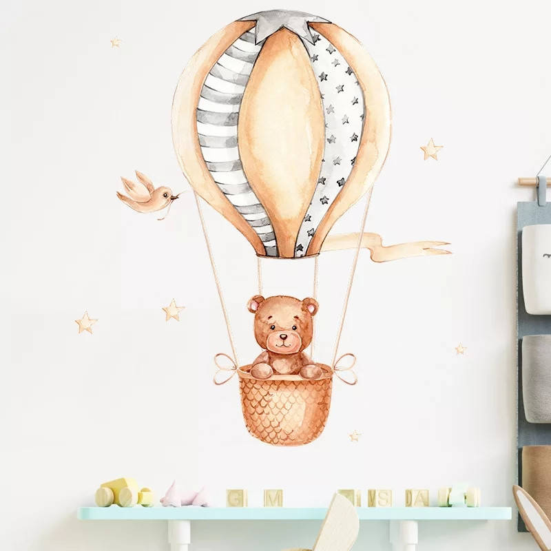 

Декоративные наклейки для детского сада, в детскую на стены "мишка в воздушном шаре " 70см*50см (лист 30*90см)