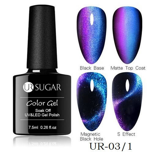

Гель-лак для ногтей маникюра кошачий глаз 9D, 7.5мл UR Sugar, UR-03/1