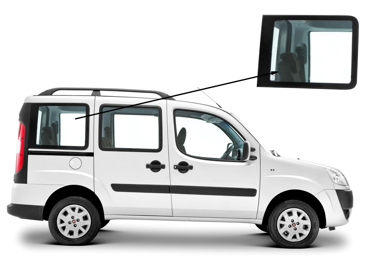 

Боковое стекло короткая база Fiat Doblo 2000-2010 заднее правое
