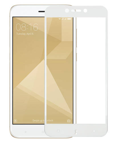 

Защитное стекло для Xiaomi Redmi 4X Ксиоми Сяоми 4Х клеится по всей поверхности белое Full Glue 2.5D, Белый