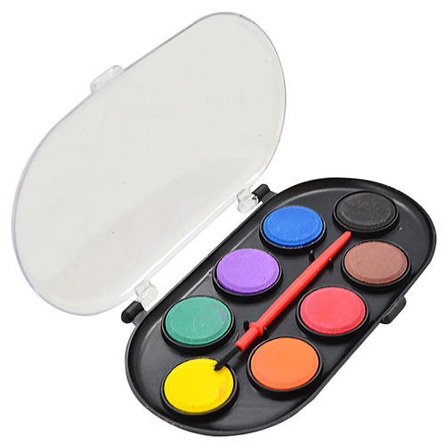 

Краски акварельные сухие 8цв с кисточкой ST00214 (432наб)