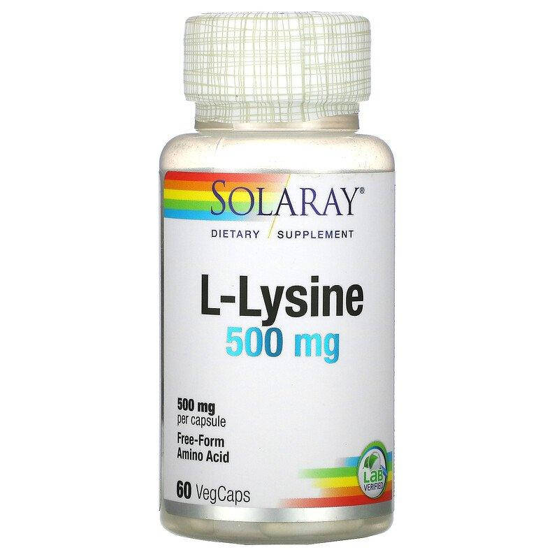 

Лизин, L-Lysine, Solaray, 500 мг, 60 капсул (SOR-04940)