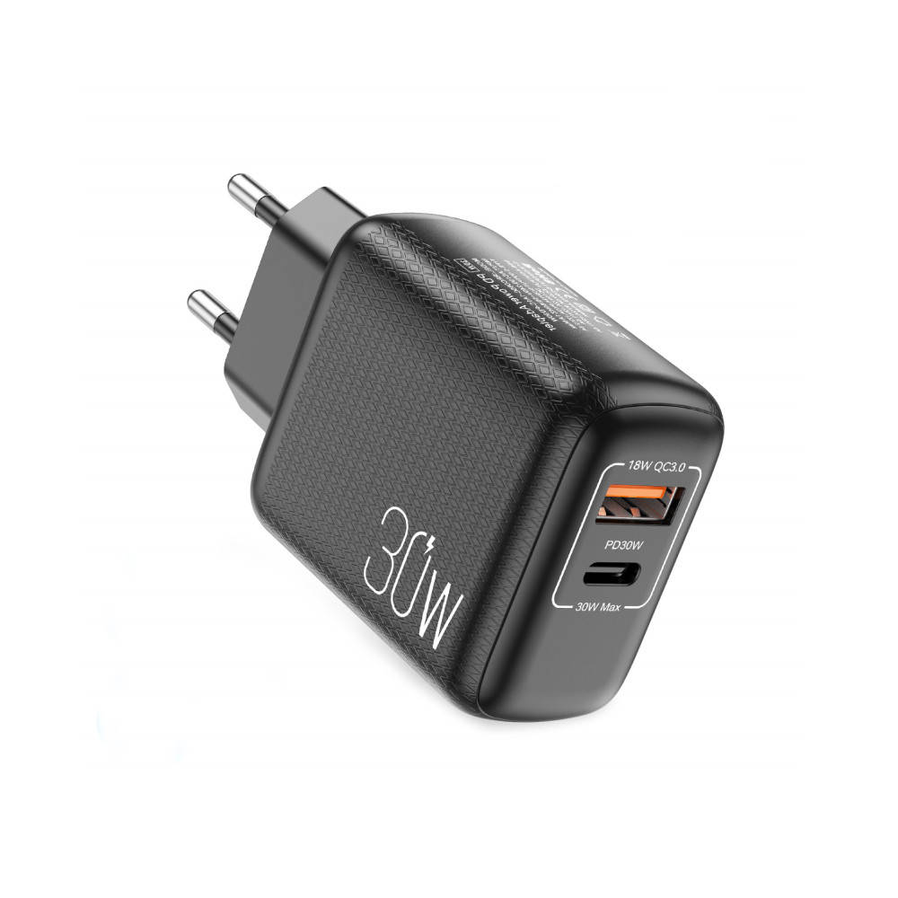

Сетевое зарядное устройство для телефона QC3.0/PD3.0 30W 1xUSB + Type-C быстрая зарядка смартфона USLION