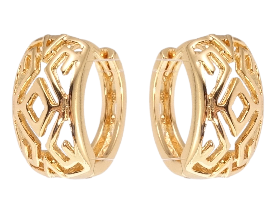 

Серьги Xuping Позолота 18K колечки "Резной орнамент"