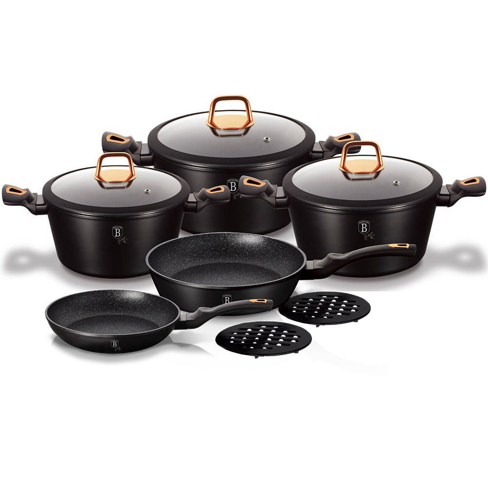 

Набор посуды черный Berlinger Haus 10 предметов Black Rose Collection BH 1645N