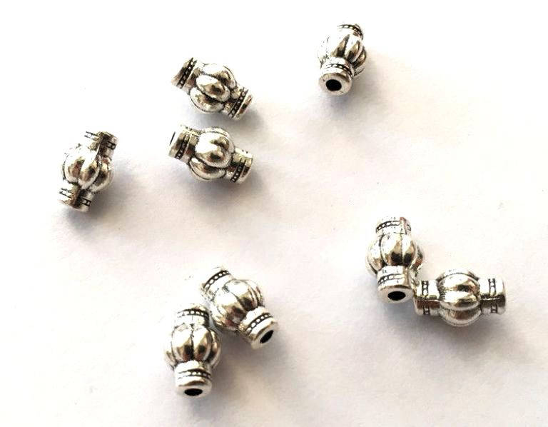 Бусина металлическая Бочонок сталь 9х5 мм, Белый