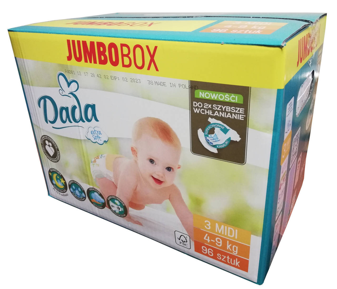 

Подгузники Dada Extra Soft 3 (4-9кг) 96шт, Зелёный
