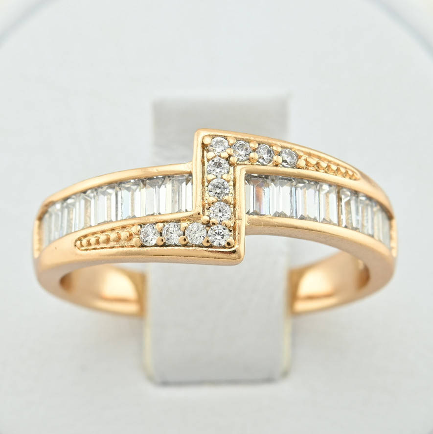 

Кольцо Xuping 15008 ширина 7 мм белые фианиты позолота 18К размер 18